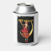 Nostalgische Halloween Good Witch en haar kat Blikjeskoeler (Blikje Achterkant)