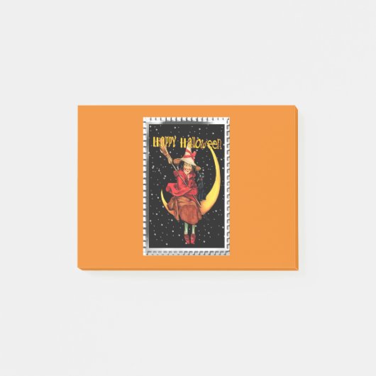 Nostalgische Halloween Good Witch en haar kat Post-it® Notes (Voorkant)