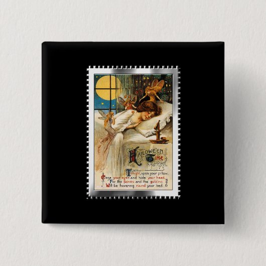 Nostalgische Halloween Slaap Goblins en Feeën Vierkante Button 5,1 Cm (Voorkant)