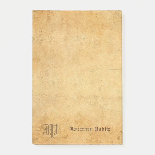 Nostalgische Handgeschreven Elegante Monogram Sjab Post-it® Notes (Voorkant)