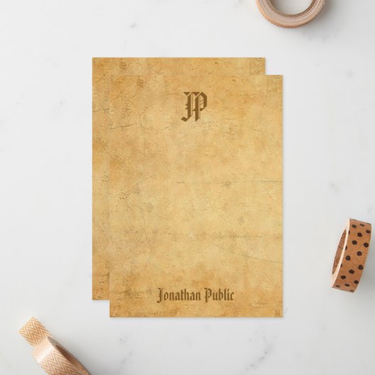 Nostalgische Handgeschreven Monogram Sjabloon (Voorkant / Achterkant in situ)