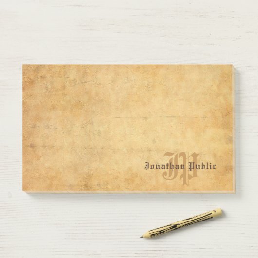 Nostalgische handtekst Elegant Monogram Post-it® Notes (Op bureau)