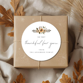 Nostalgische herfst bloemige Thanksgiving cadeau Ronde Sticker