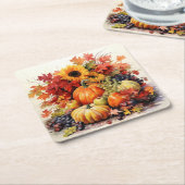 Nostalgische herfstkleuren: bladeren en bloemen kartonnen onderzetters (Schuin)