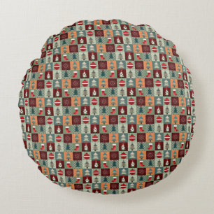 Nostalgische Holiday Patchwork Quilt Rond Kussen