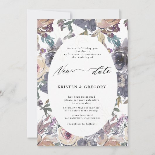 nostalgische indigo blush bloesem uitgesteld bruil kaart (Voorkant)