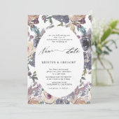 nostalgische indigo blush bloesem uitgesteld bruil kaart (Staand voorkant)