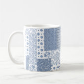 Nostalgische Indigo Faux Patchwork Coffee Mok (Links)