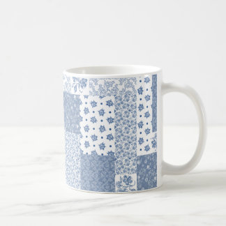 Nostalgische Indigo Faux Patchwork Coffee Mok
