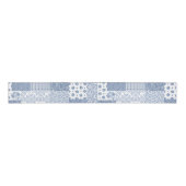 Nostalgische Indigo Faux Patchwork Grosgrain Ribbo Lint (Voorkant)