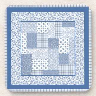 Nostalgische Indigo Faux Patchwork-set van Onderze Bier Onderzetter