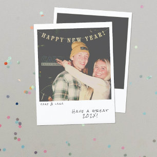 Nostalgische Instant Foto Nieuwjaarskaart Feestdagenkaart