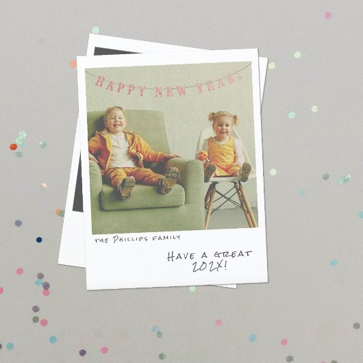 Nostalgische Instant Photo Nieuwjaarskaart Feestdagenkaart