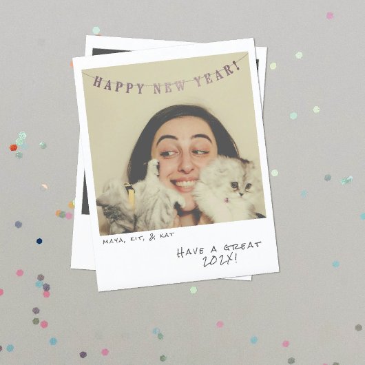 Nostalgische Instant Photo Nieuwjaarskaart Feestdagenkaart