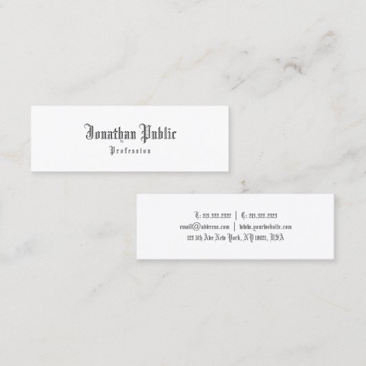 Nostalgische kalligrafeerde klassieke oude tekst S Mini Visitekaartje (Voorkant / Achterkant)