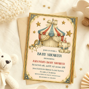 Nostalgische Kermis Vintage Circus Baby Shower Kaart