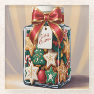 Nostalgische Kerst Cookie Jar Glass Onderzetter