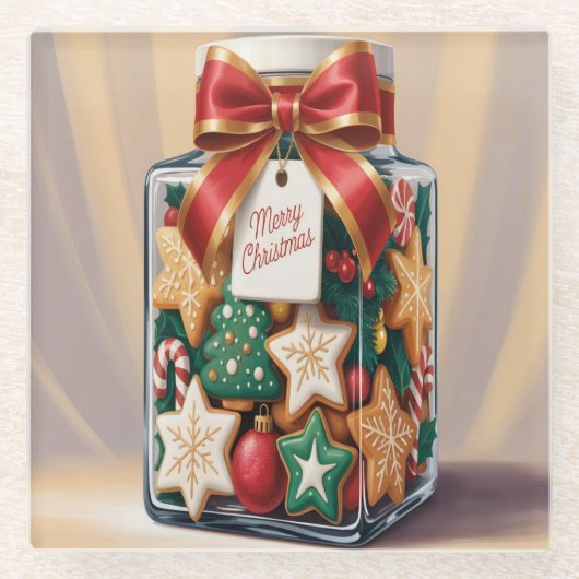 Nostalgische Kerst Cookie Jar Glass Onderzetter Glazen Onderzetter (Voorkant)