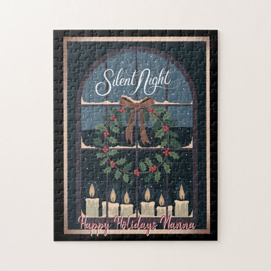 Nostalgische kerst  Holly Krans Kaarsen Legpuzzel (Verticaal)