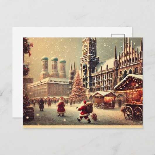 Nostalgische Kerst in München - Kerstsfeer Feestdagenkaart (Voorkant / Achterkant)