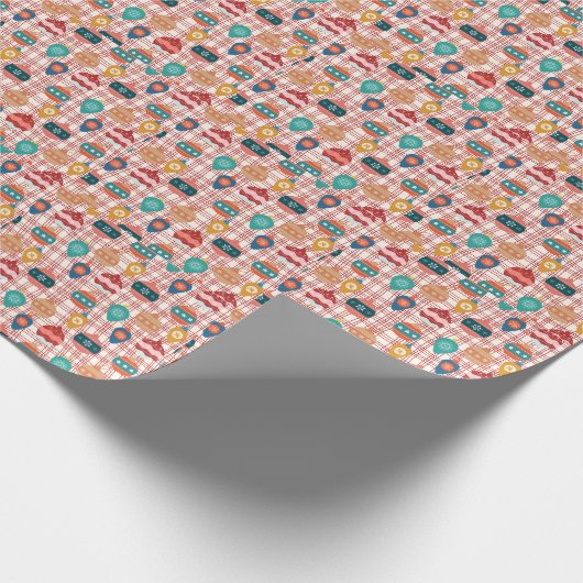 nostalgische kerst met funky retro groovy cadeaupapier (Hoek)