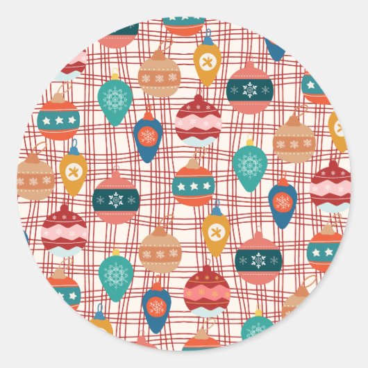 nostalgische kerst met funky retro groovy ronde sticker (Voorkant)