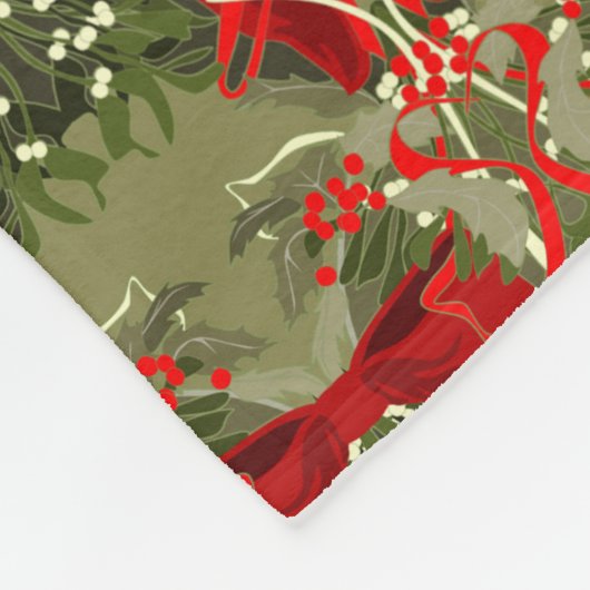Nostalgische kerst Mistletoe & Holly Warm Fleece Deken (Hoek)