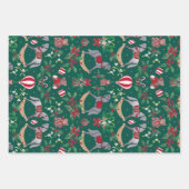 Nostalgische kerst Rocking Horse Beer feestelijk Inpakpapier Vel (Voorkant)