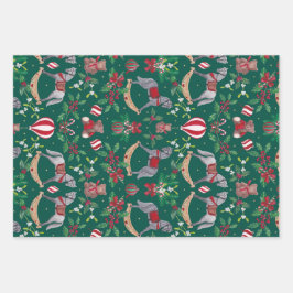 Nostalgische kerst Rocking Horse Beer feestelijk Inpakpapier Vel