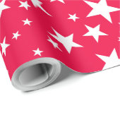 Nostalgische Kerst Rode Sjabloon Witte Sterren Cadeaupapier (Rol Hoek)