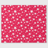 Nostalgische Kerst Rode Sjabloon Witte Sterren Cadeaupapier (Vlak)