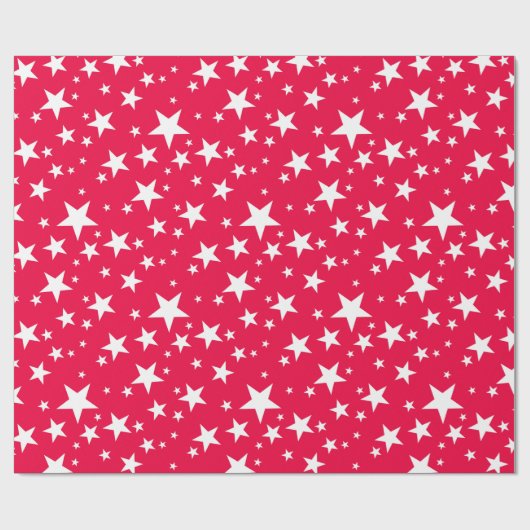 Nostalgische Kerst Rode Sjabloon Witte Sterren Cadeaupapier (Vlak)