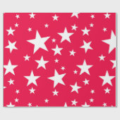 Nostalgische kerst rode witte sterren Sjabloon Cadeaupapier (Vlak)