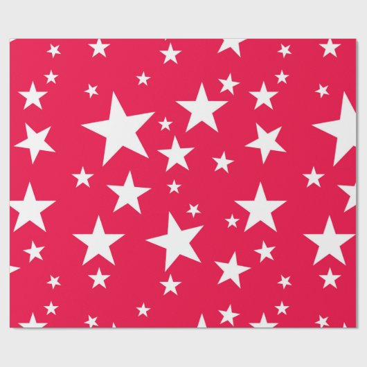 Nostalgische kerst rode witte sterren Sjabloon Cadeaupapier (Vlak)