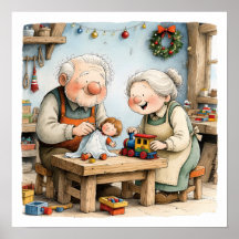 Nostalgische kerst speelgoed werkplaats muurkunst