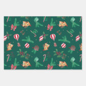 Nostalgische kerst Teddy Bears Baubles Holly Bows Inpakpapier Vel (Voorkant 3)