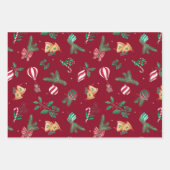 Nostalgische kerst Teddy Bears Baubles Holly Bows Inpakpapier Vel (Voorkant 2)