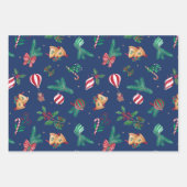 Nostalgische kerst Teddy Bears Baubles Holly Bows Inpakpapier Vel (Voorkant)