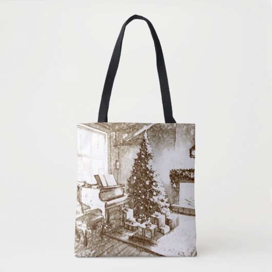 Nostalgische Kerst Thuis voor Kerstinkopen Tote Bag (Voorkant)
