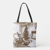 Nostalgische Kerst Thuis voor Kerstinkopen Tote Bag (Achterkant)