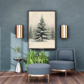 Nostalgische Kerstboom Poster – Vintage Kerst