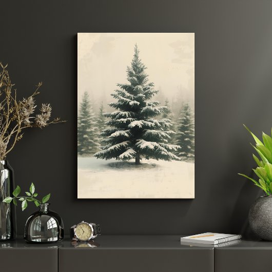 Nostalgische Kerstboom Poster – Vintage Kerst