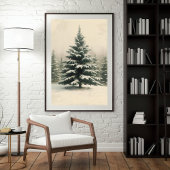 Nostalgische Kerstboom Poster – Vintage Kerst