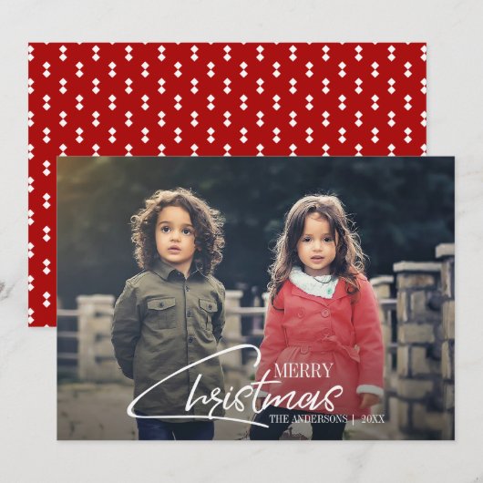 Nostalgische kerstcadeaufotokaart voor feestdagen feestdagenkaart (Voorkant / Achterkant)