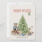 Nostalgische Kerstdieren Waterverf Feestdagenkaart (Voorkant)