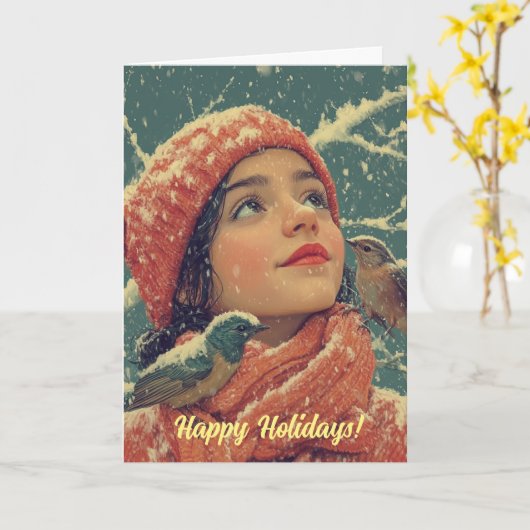 Nostalgische kerstKaart Kaart (Gele Bloem)