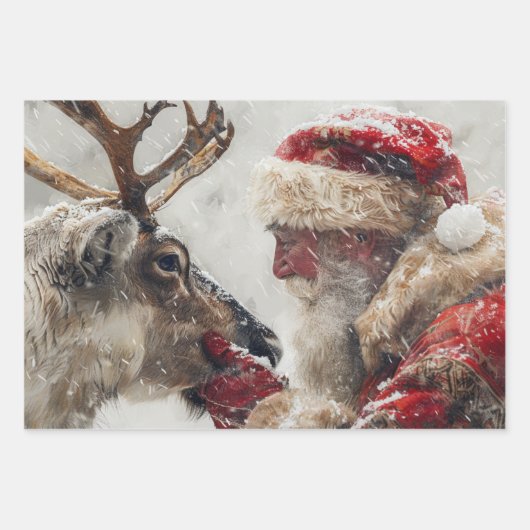 Nostalgische kerstlandschap Santa Inpakpapier Vel (Voorkant 2)