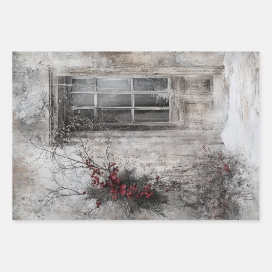 Nostalgische kerstlandschap Santa Inpakpapier Vel (Voorkant)