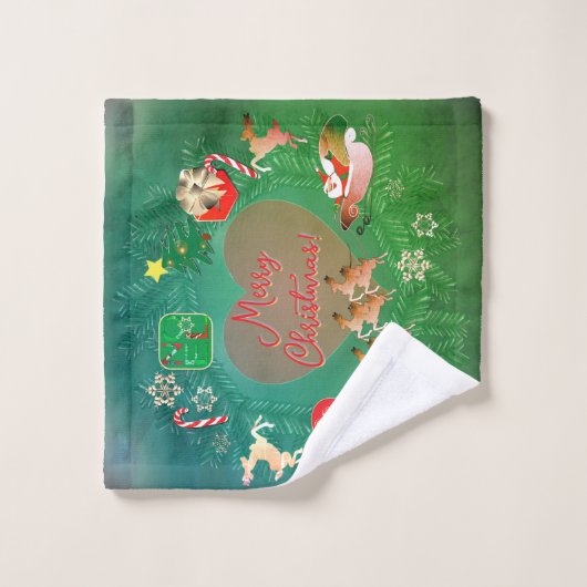 Nostalgische Kerstman Badhanddoek Set Bad Handdoek (Wasdoekje)