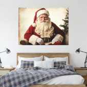 Nostalgische kerstman bij de kerstboom canvas afdruk (Insitu (Slaapkamer))